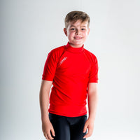 Short Sleeve Rashvest Boys, Youth, Kids - red front