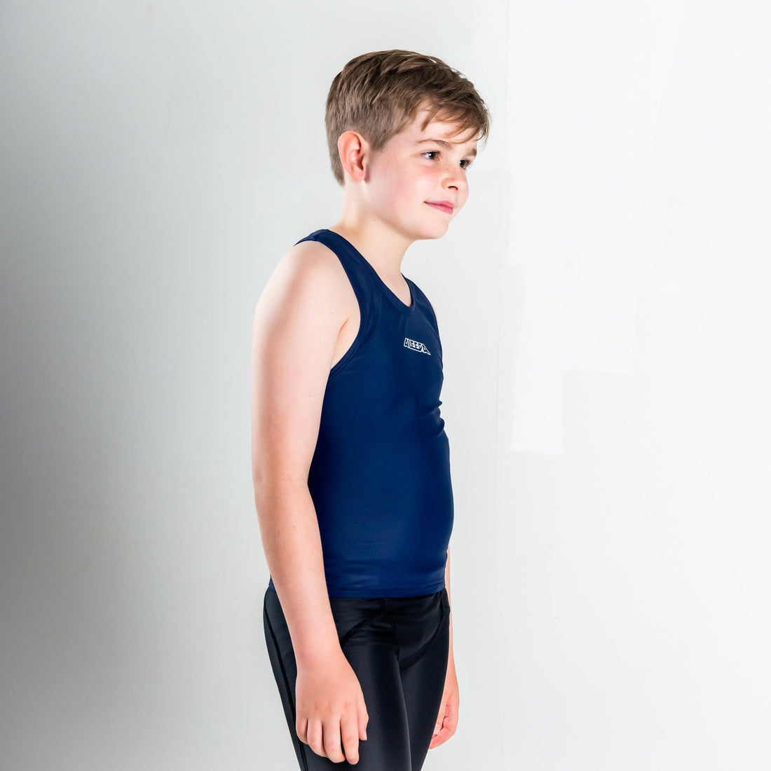 Racer Back Singlet Rashvest Boys, Youth, Kids - navy blue side