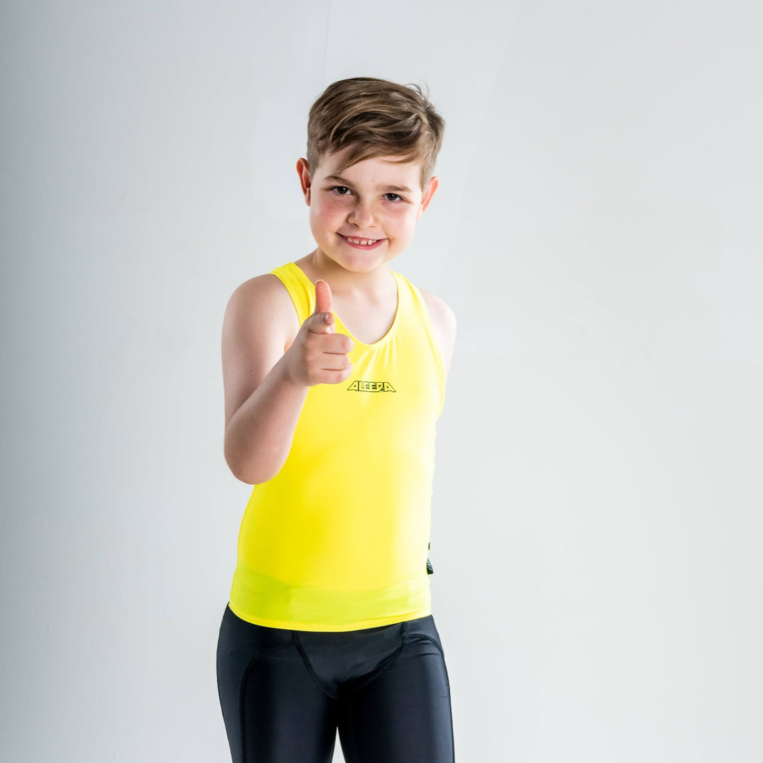 Standard Back Singlet Rashvest Boys, Youth, Kids - yellow front