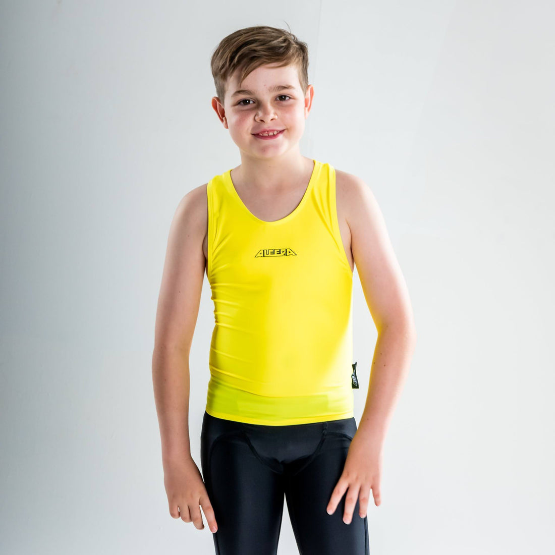 Racer Back Singlet Rashvest Boys, Youth, Kids - yellow front