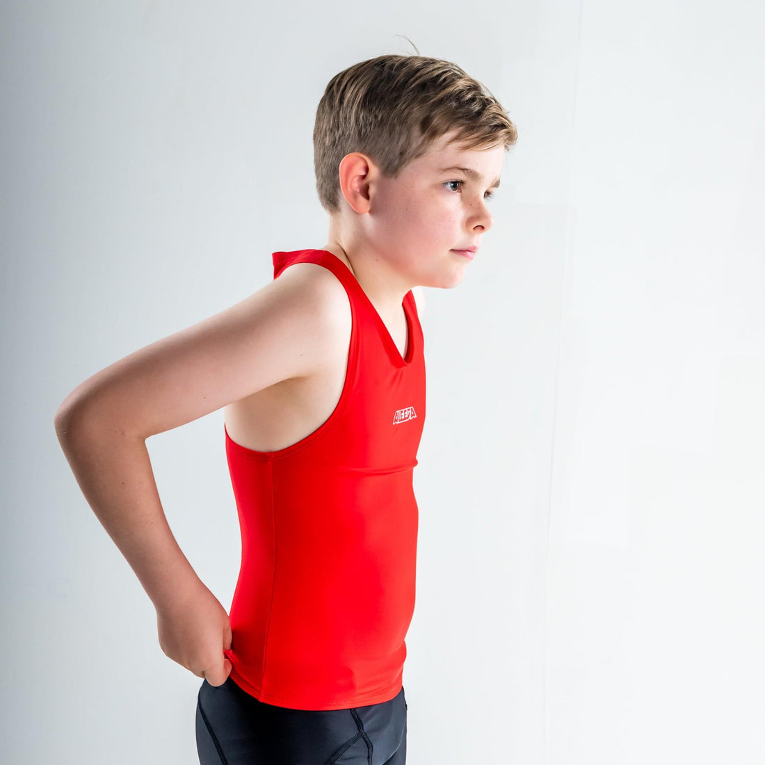 Racer Back Singlet Rashvest Boys, Youth, Kids - red side
