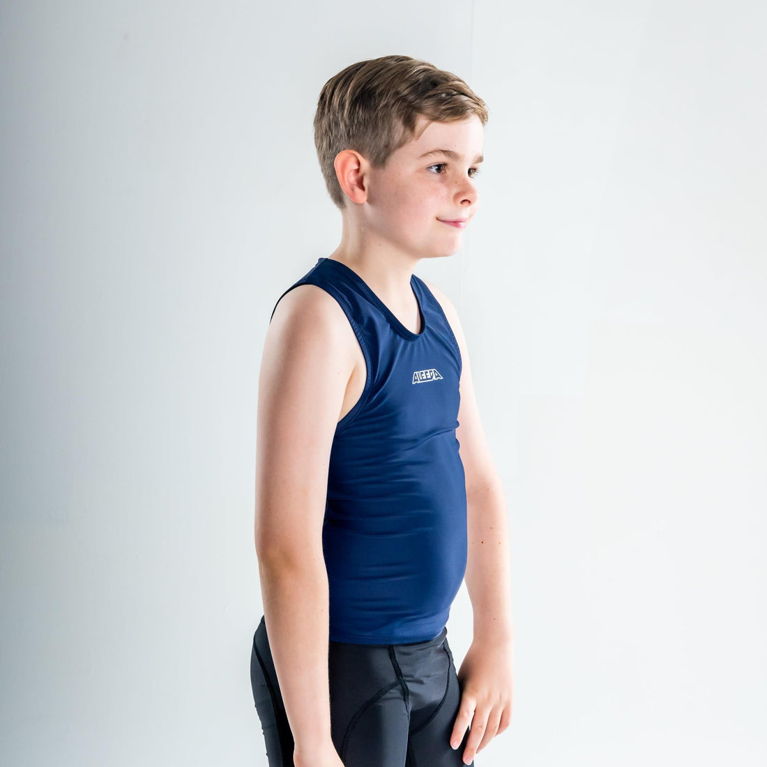 Standard Back Singlet Rashvest Boys, Youth, Kids - navy blue side
