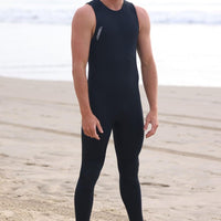 Wetsuit Long John, 2mm, Mens, Adult - front at the beach