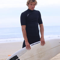 Wetsuit Top, vest, Short Sleeve, 2mm, Mens, Adult - front at the beach