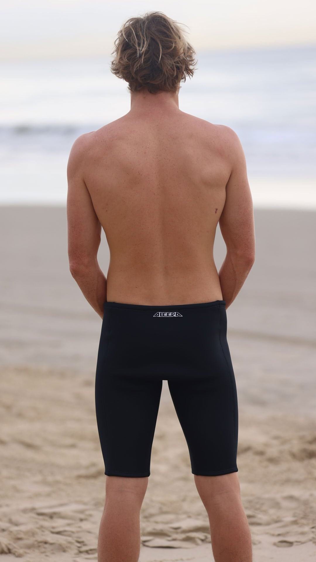 Wetsuit shorts, Pants, 2mm, Mens, Adult - back shot at the beach