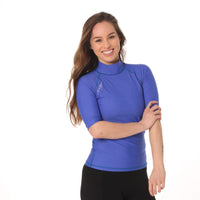 Short Sleeve Rashvest Womens, Adult - mid blue front