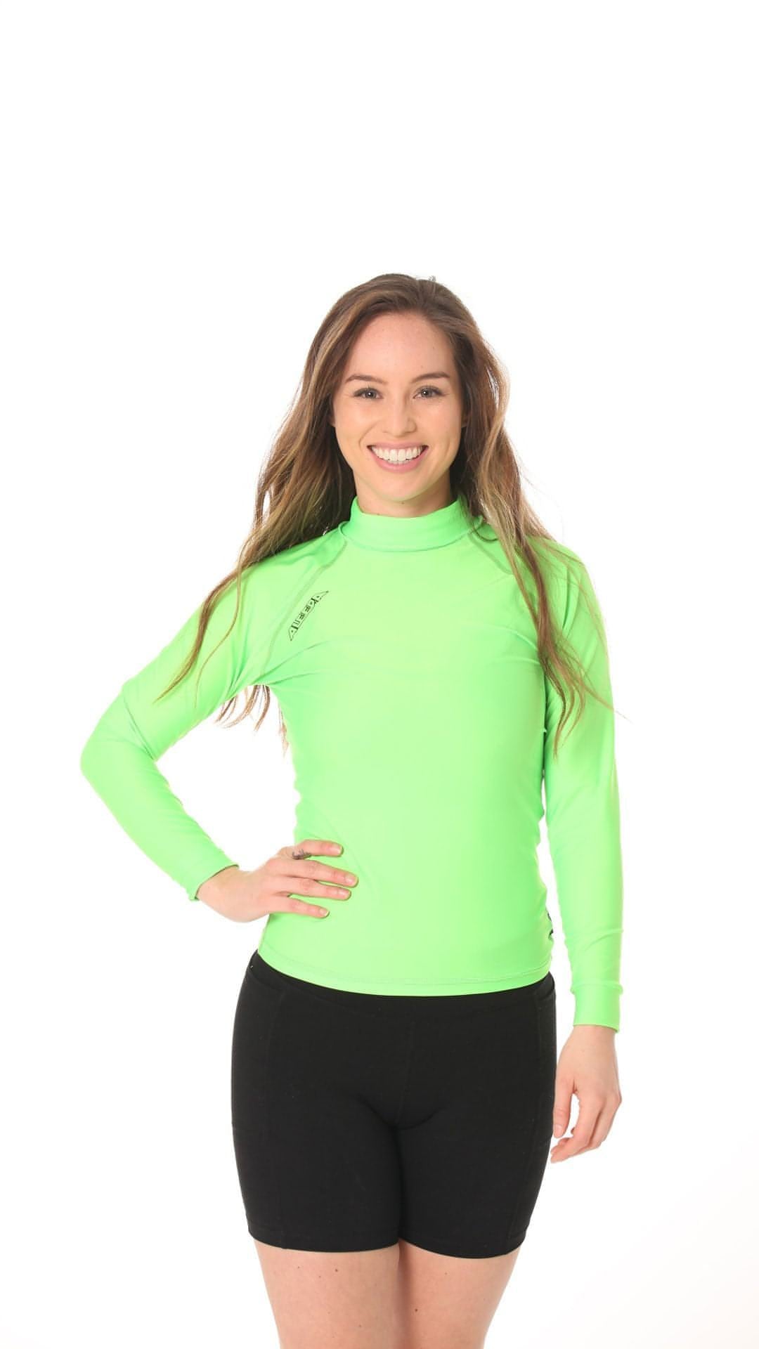 Long Sleeve Rashvest Womens, Adult - green front