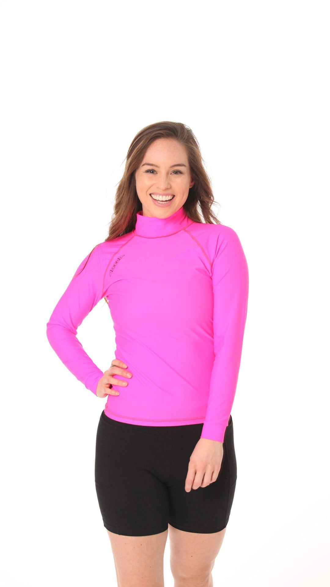 Long Sleeve Rashvest Womens, Adult - pink front