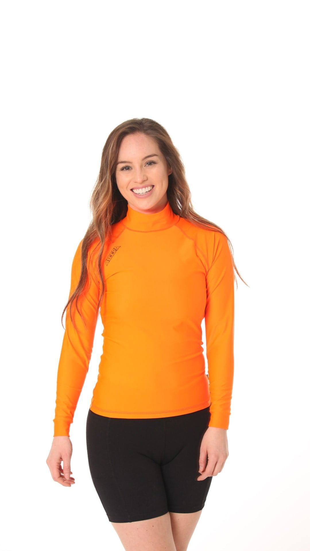 Long Sleeve Rashvest Womens, Adult - orange front