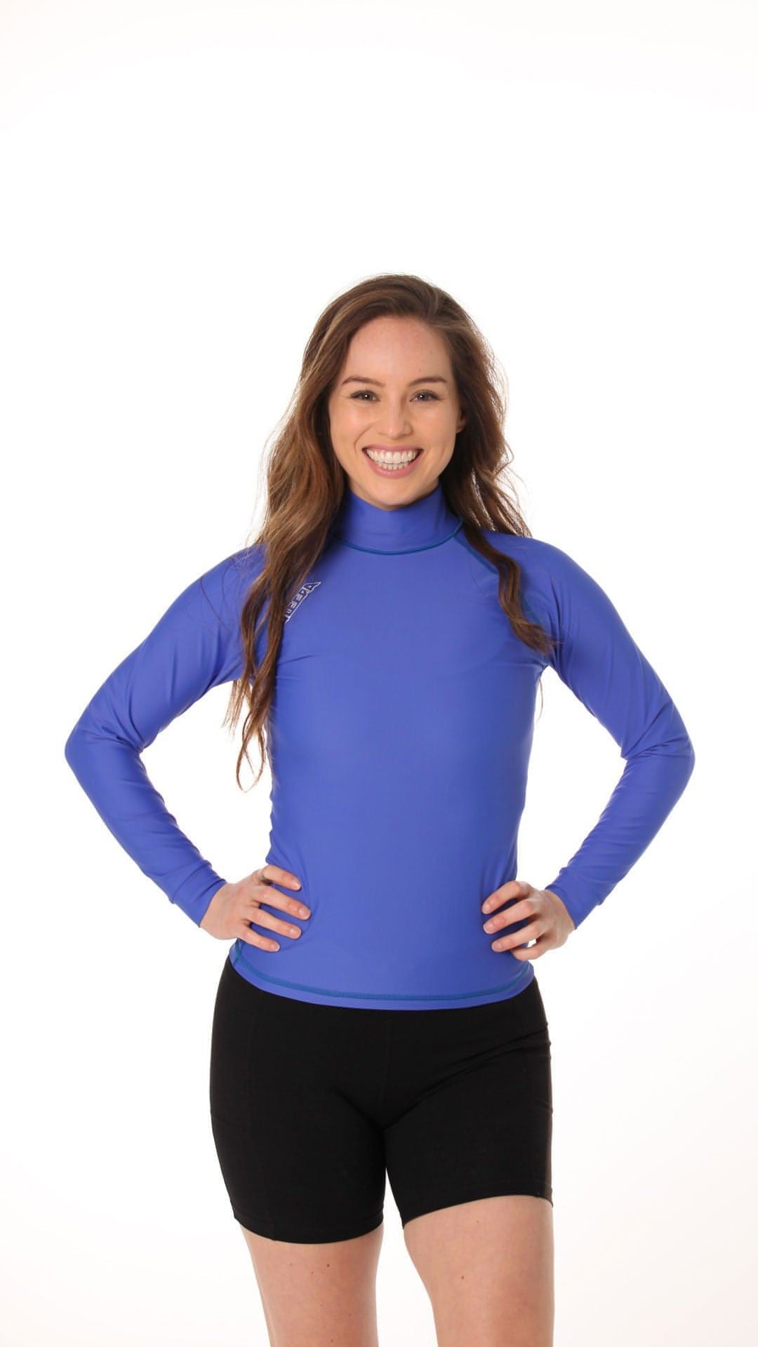 Long Sleeve Rashvest Womens, Adult - royal blue front