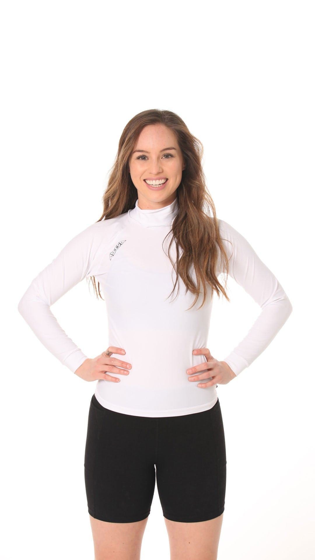 Long Sleeve Rashvest Womens, Adult - white front