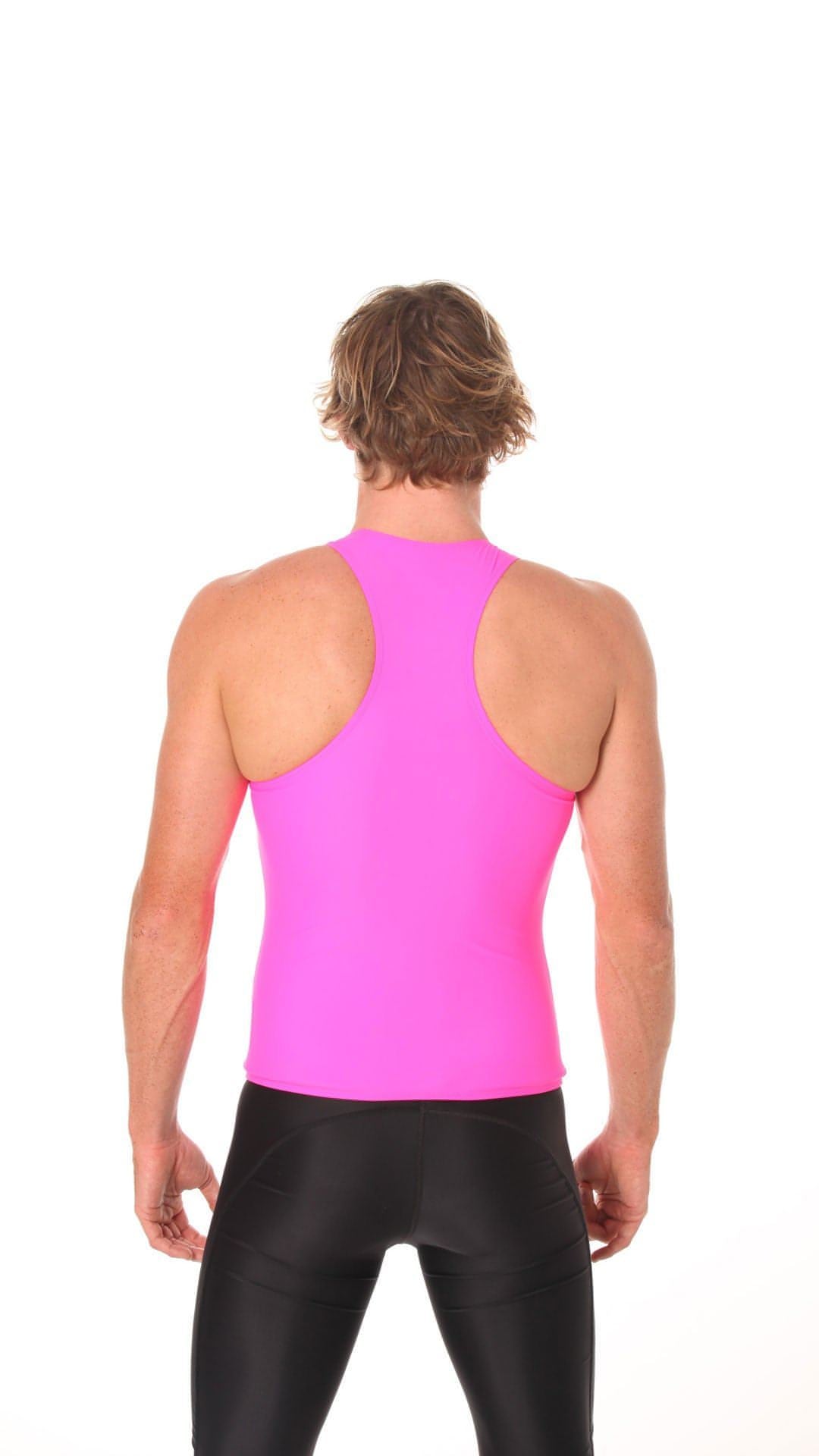 Racer Back rashvest Singlet - Mens Pink back