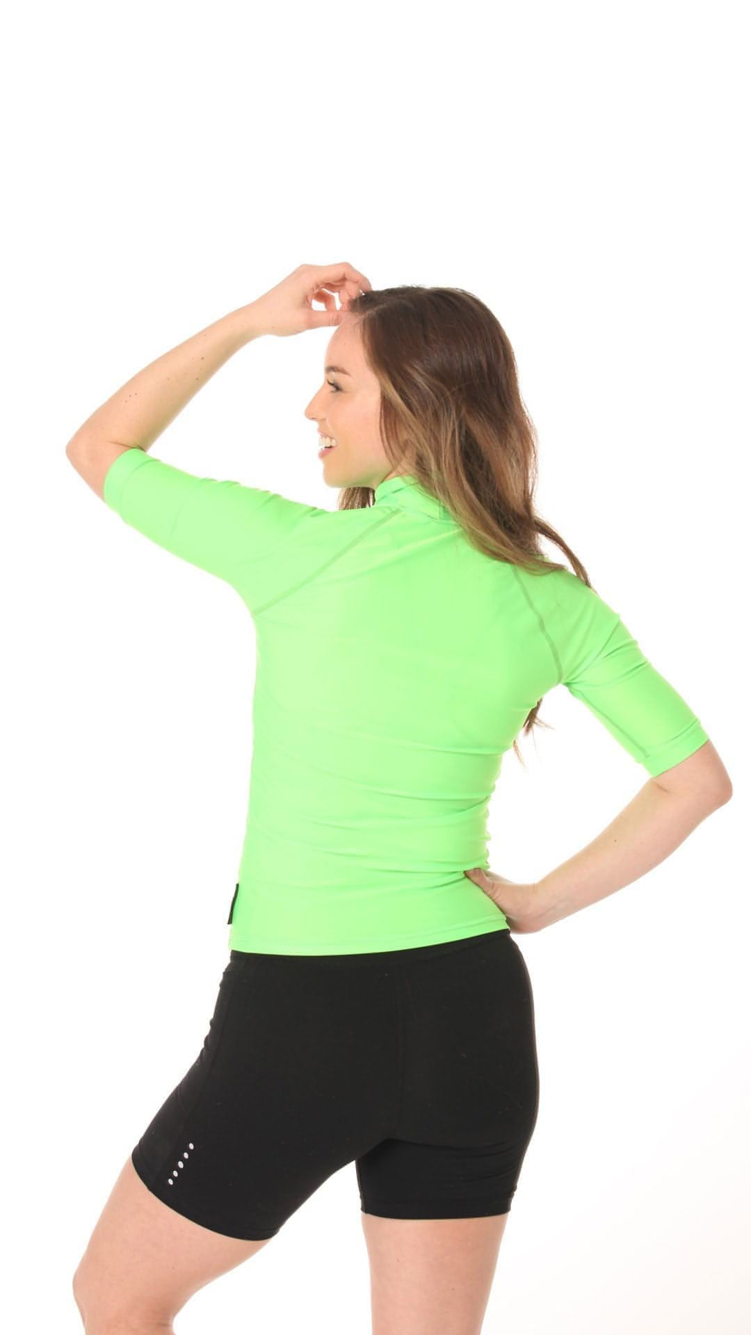 Short Sleeve Rashvest Womens, Adult - green black