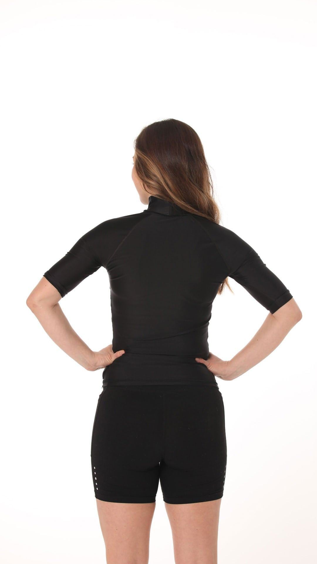 Short Sleeve Rashvest Womens, Adult - black back