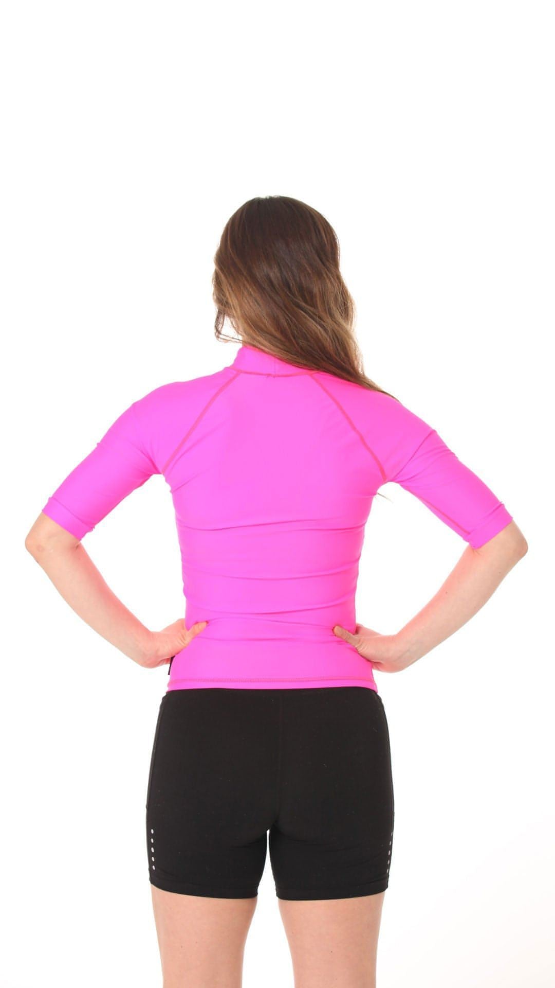 Short Sleeve Rashvest Womens, Adult - pink back