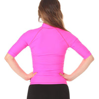 Short Sleeve Rashvest Womens, Adult - pink back