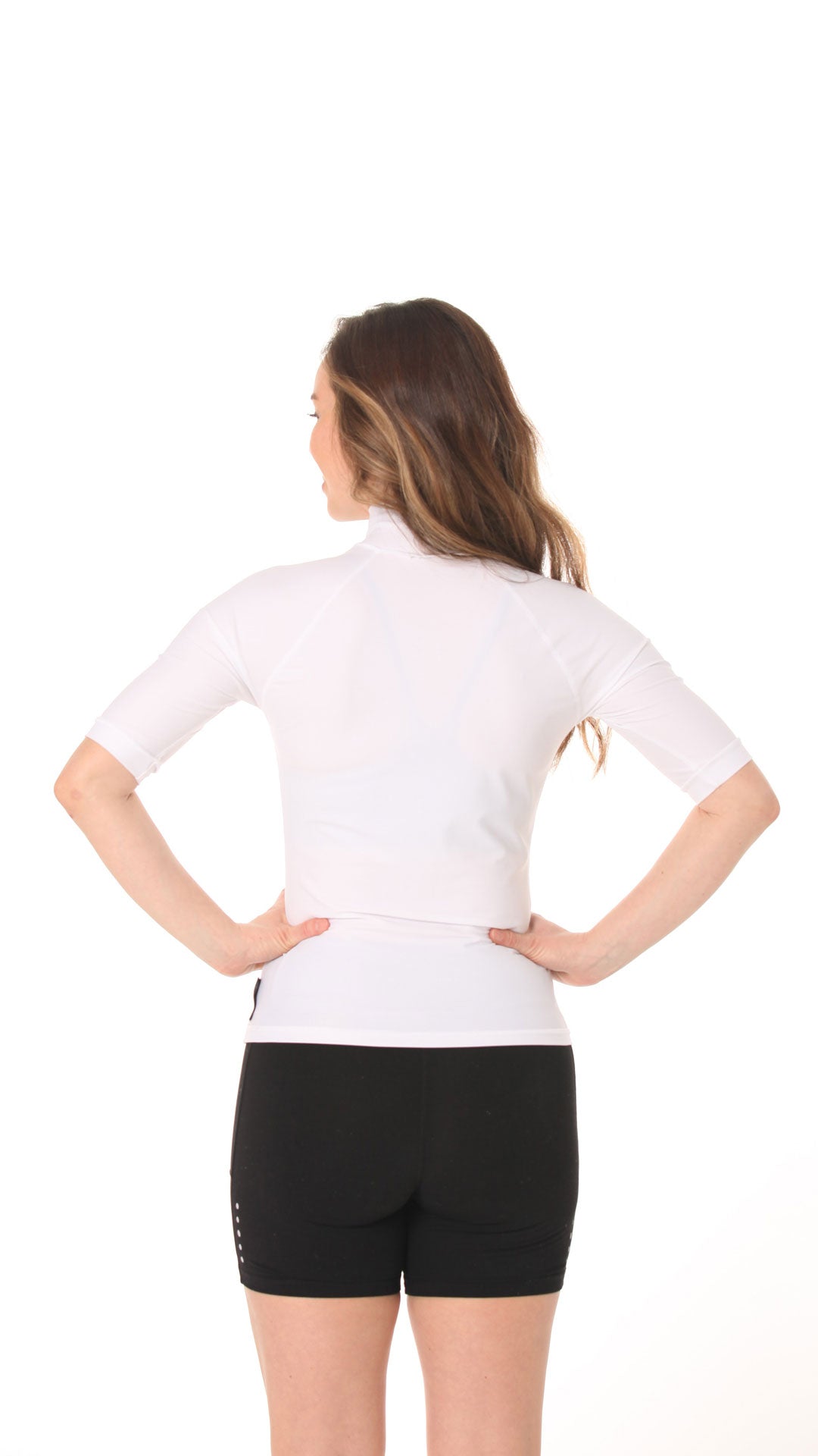 Short Sleeve Rashvest Womens, Adult - white back