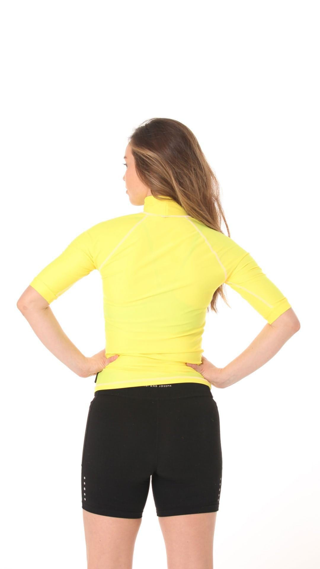 Short Sleeve Rashvest Womens, Adult - yellow back