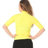 Short Sleeve Rashvest Womens, Adult - yellow back