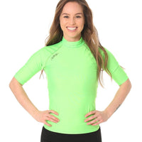 Short Sleeve Rashvest Womens, Adult - green front