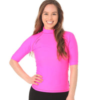 Short Sleeve Rashvest Womens, Adult - pink front