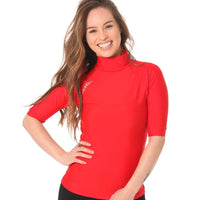 Short Sleeve Rashvest Womens, Adult - red front