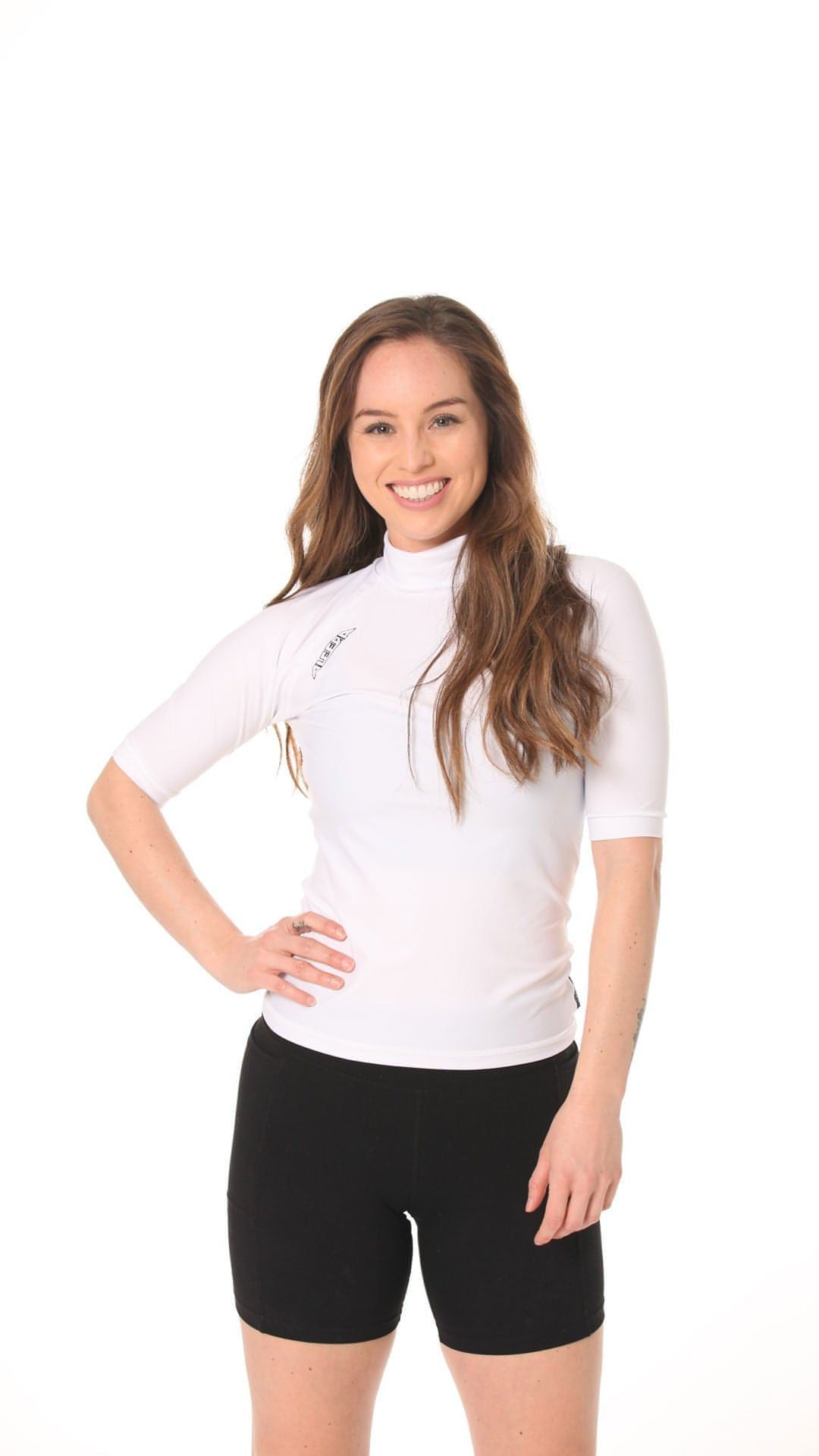 Short Sleeve Rashvest Womens, Adult - white front