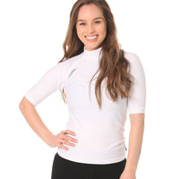 Short Sleeve Rashvest Womens, Adult - white front