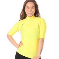 Short Sleeve Rashvest Womens, Adult - yellow front