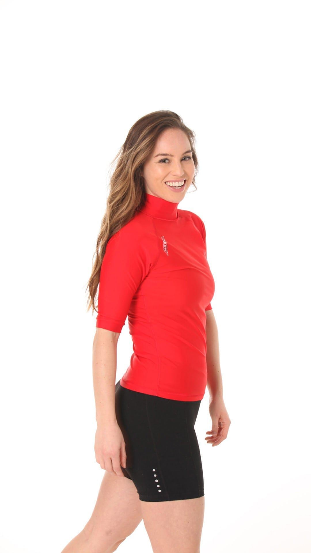 Short Sleeve Rashvest Womens, Adult - red side