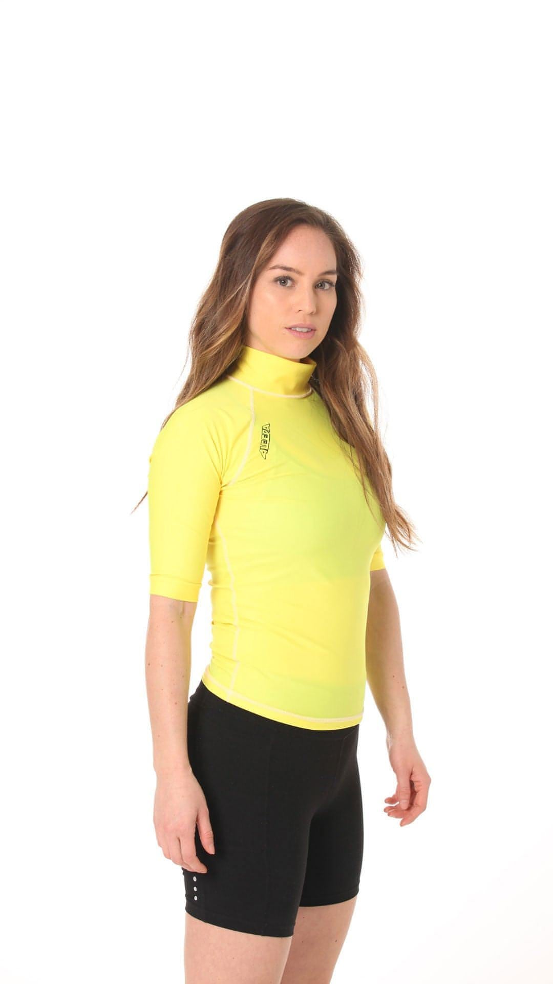 Short Sleeve Rashvest Womens, Adult - yellow side