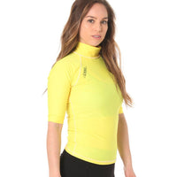 Short Sleeve Rashvest Womens, Adult - yellow side