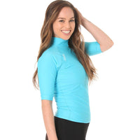 Short Sleeve Rashvest Womens, Adult - teal aqua side