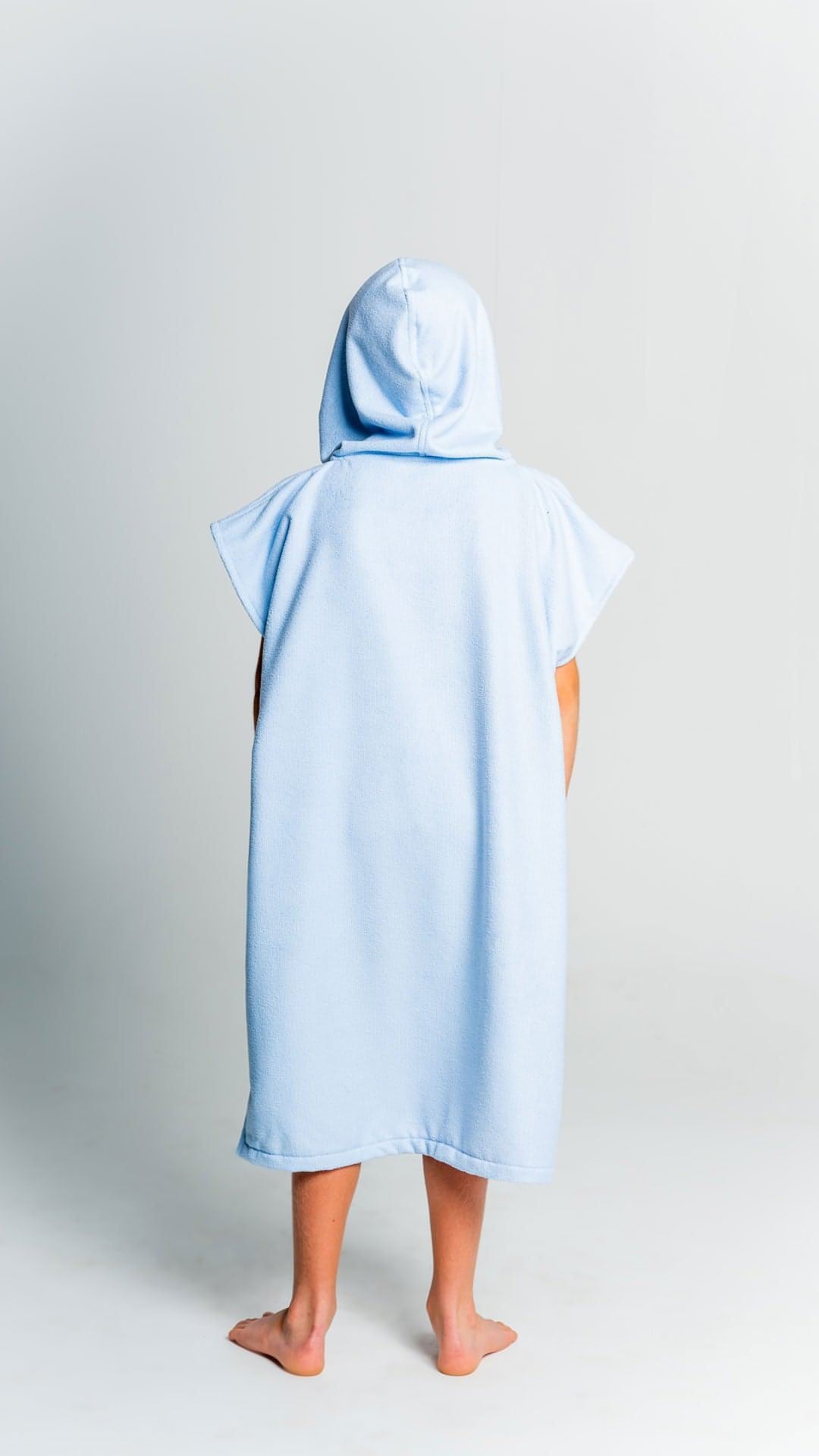 Hooded Towel Youth, Kids, Boys, Girls - Blue back with Hood on