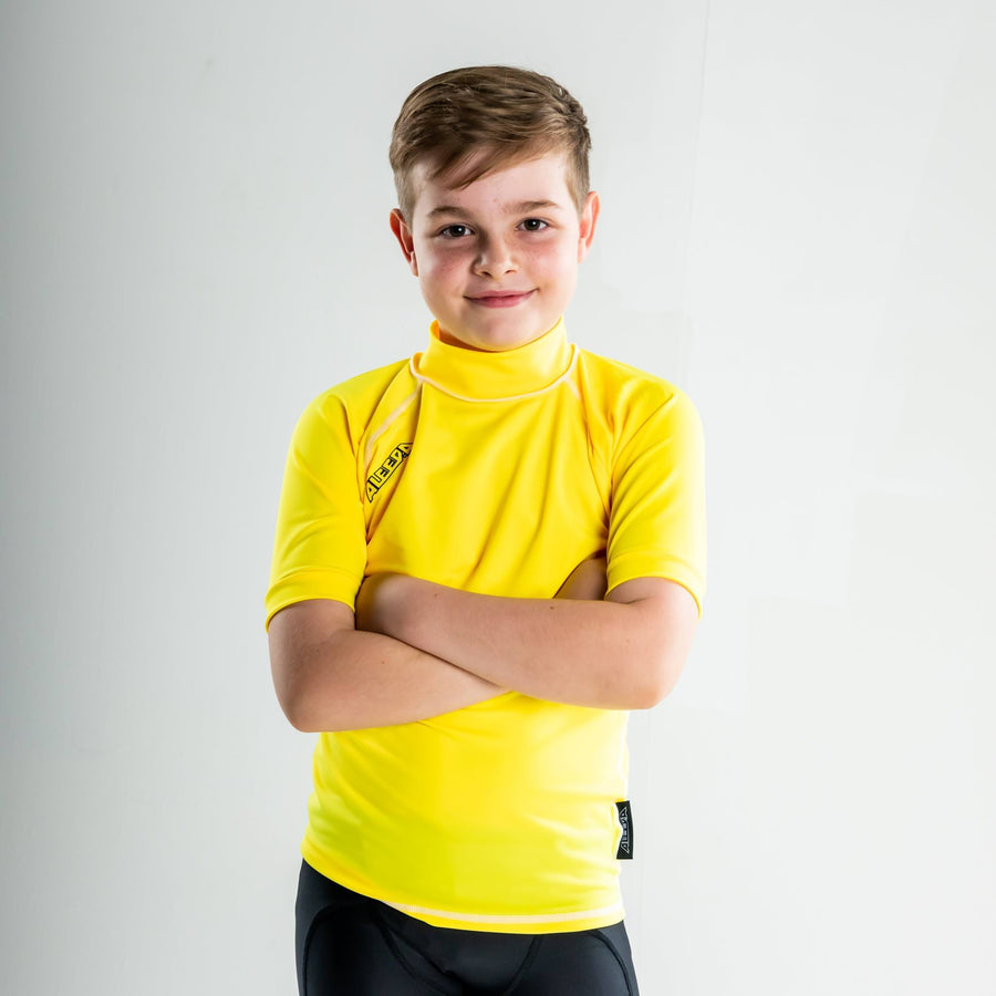 Short Sleeve Rashvest Boys, Youth, Kids - yellow front