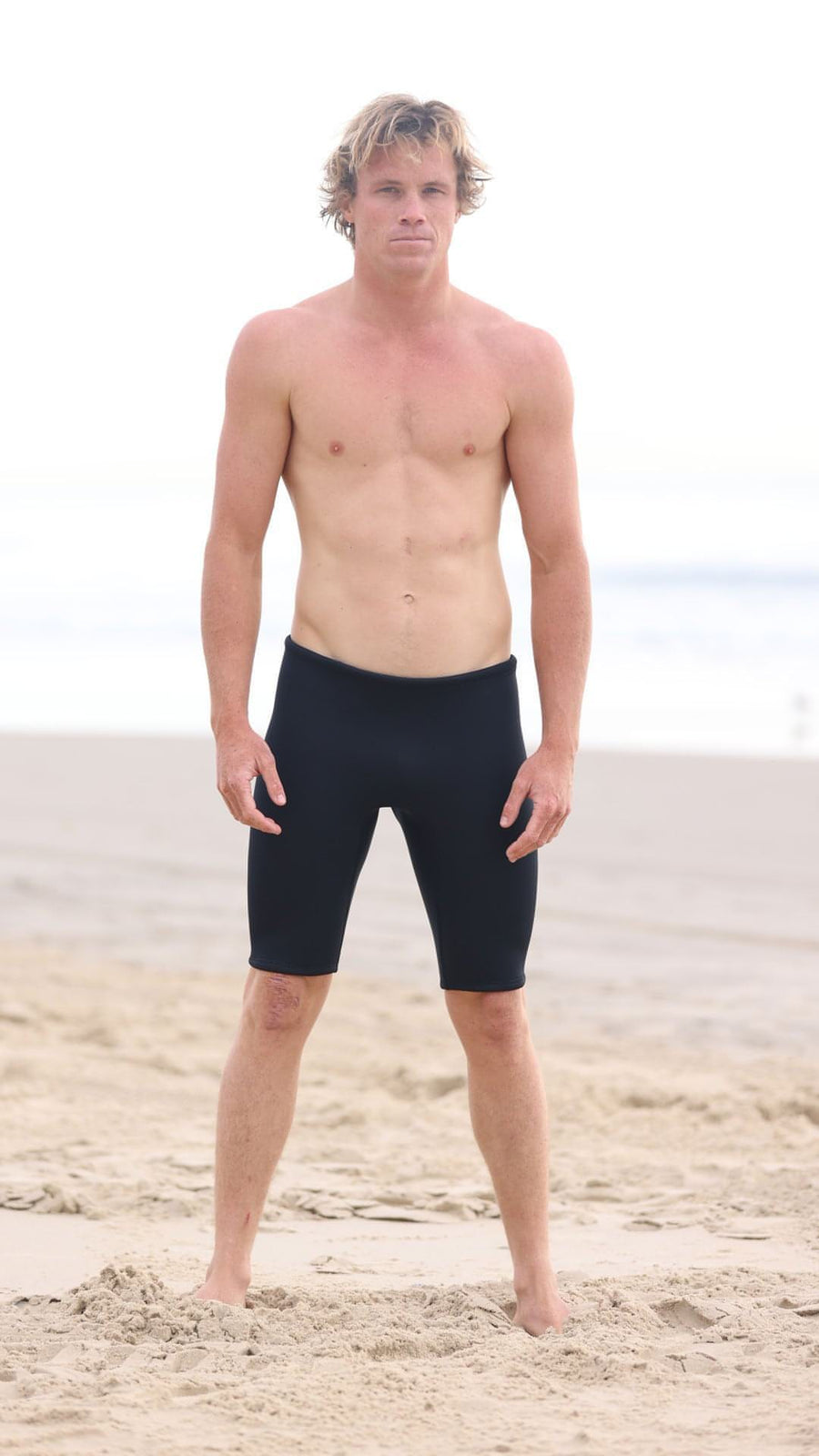 Wetsuit shorts, Pants, 2mm, Mens, Adult - front shot at the beach