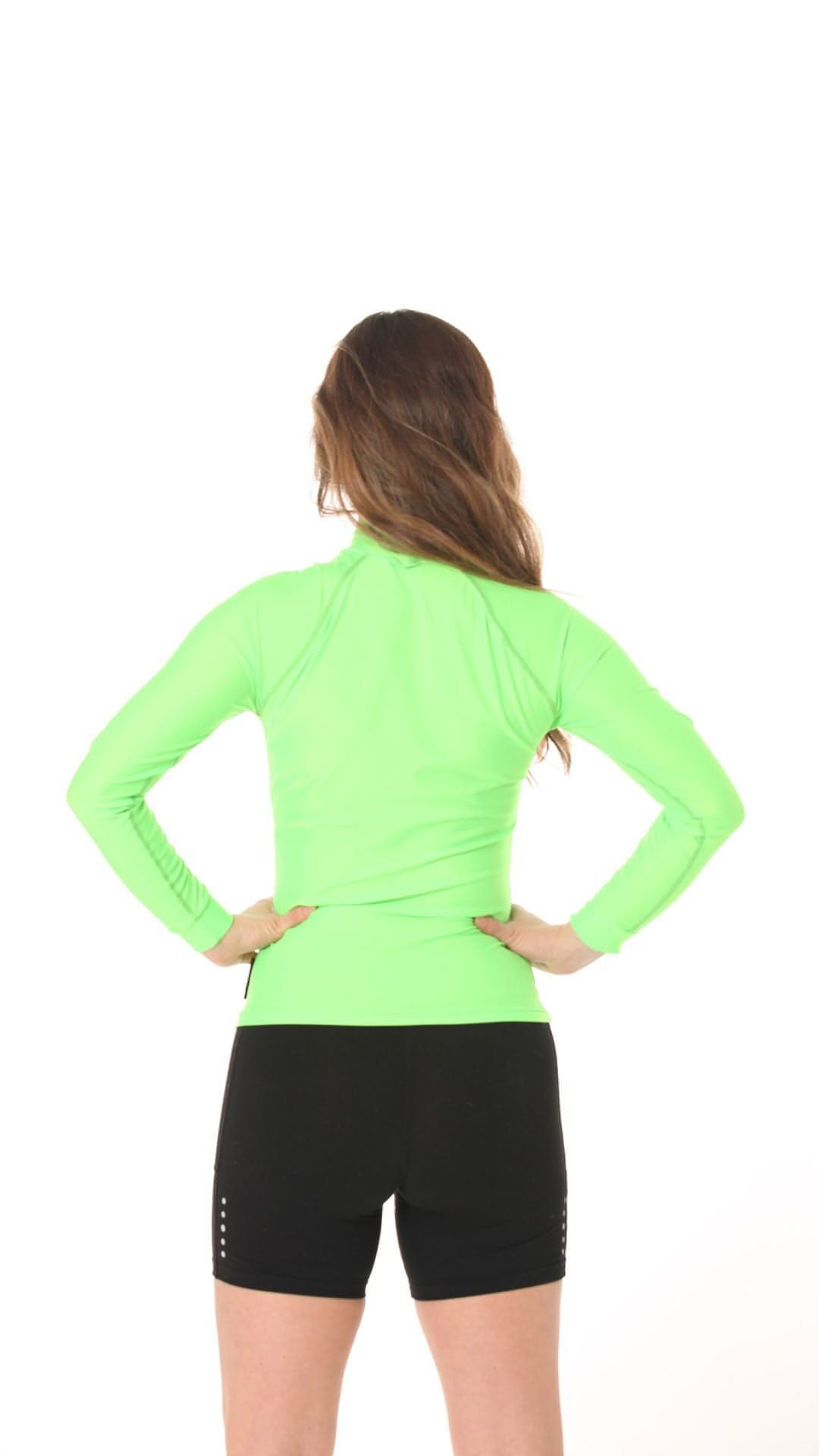 Long Sleeve Rashvest Womens, Adult - green back