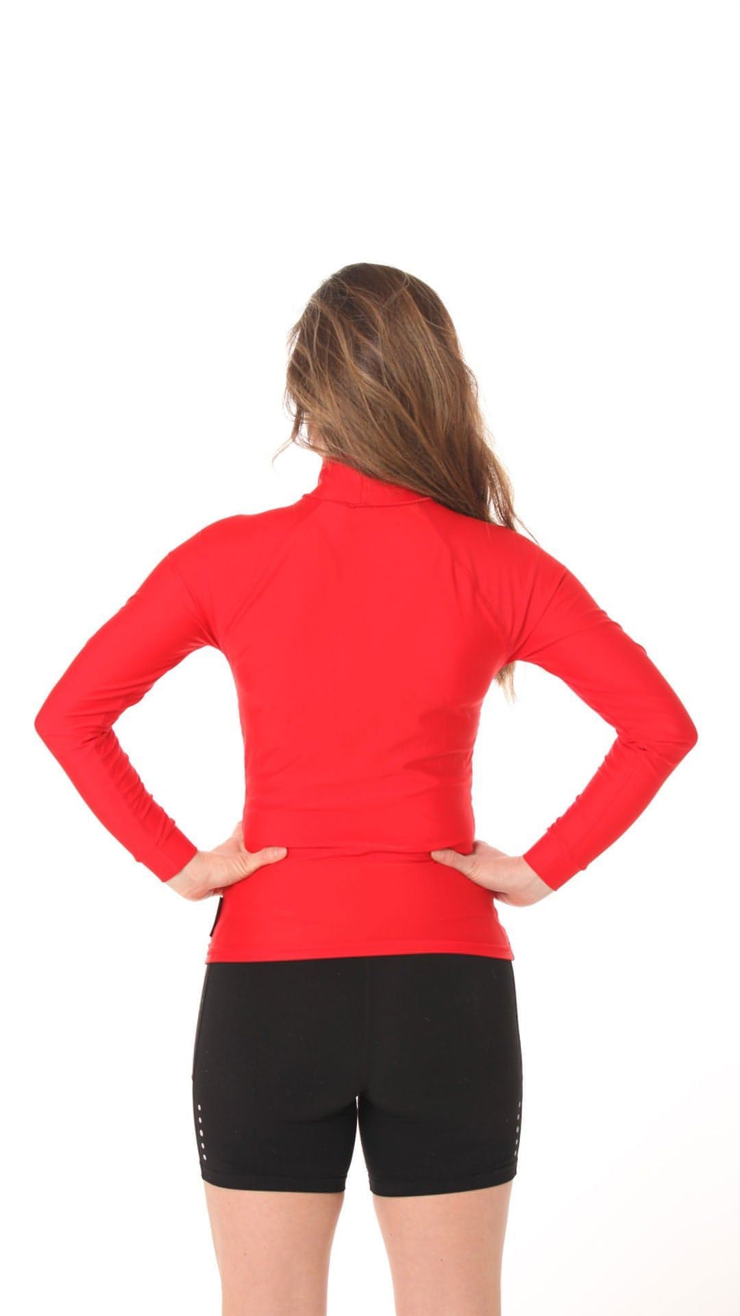 Long Sleeve Rashvest Womens, Adult - red back