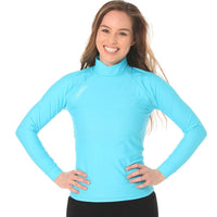 Long Sleeve Rashvest Womens, Adult - teal aqua front