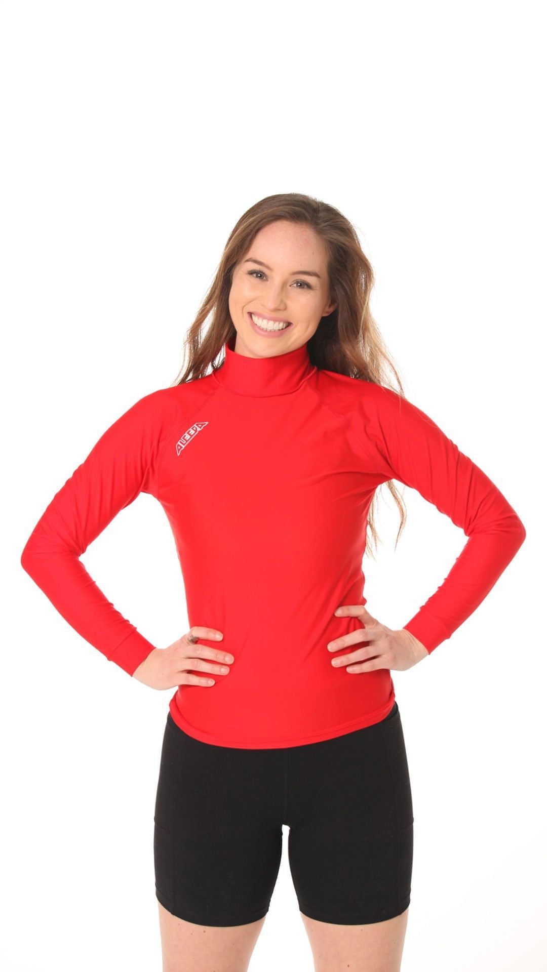 Long Sleeve Rashvest Womens, Adult - red front