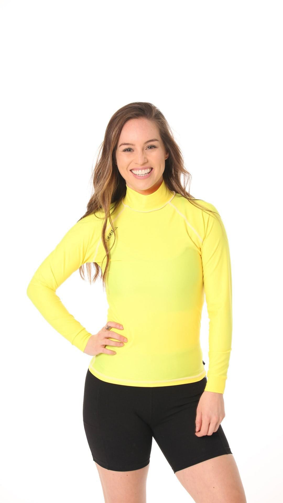 Long Sleeve Rashvest Womens, Adult - yellow front