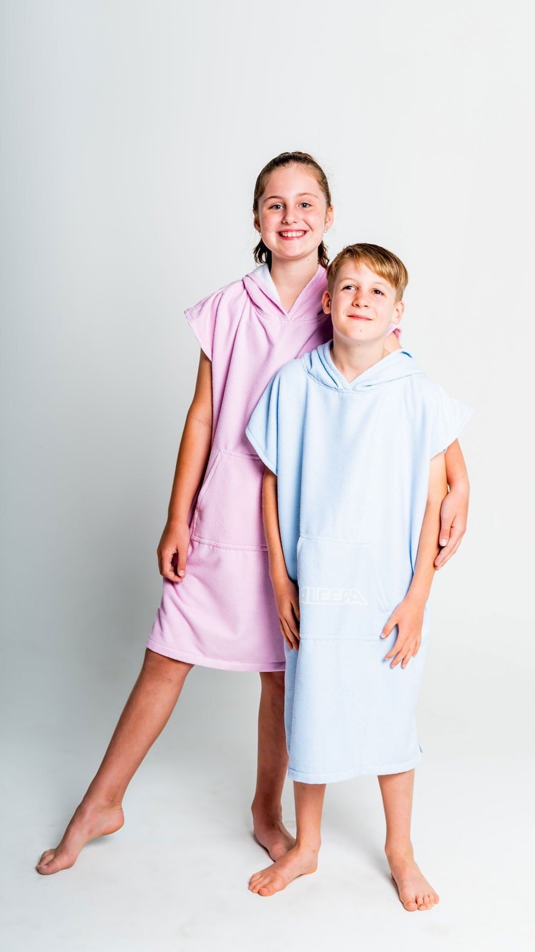 Hooded Towel Youth, Kids, Boys, Girls - Blue and Pink front