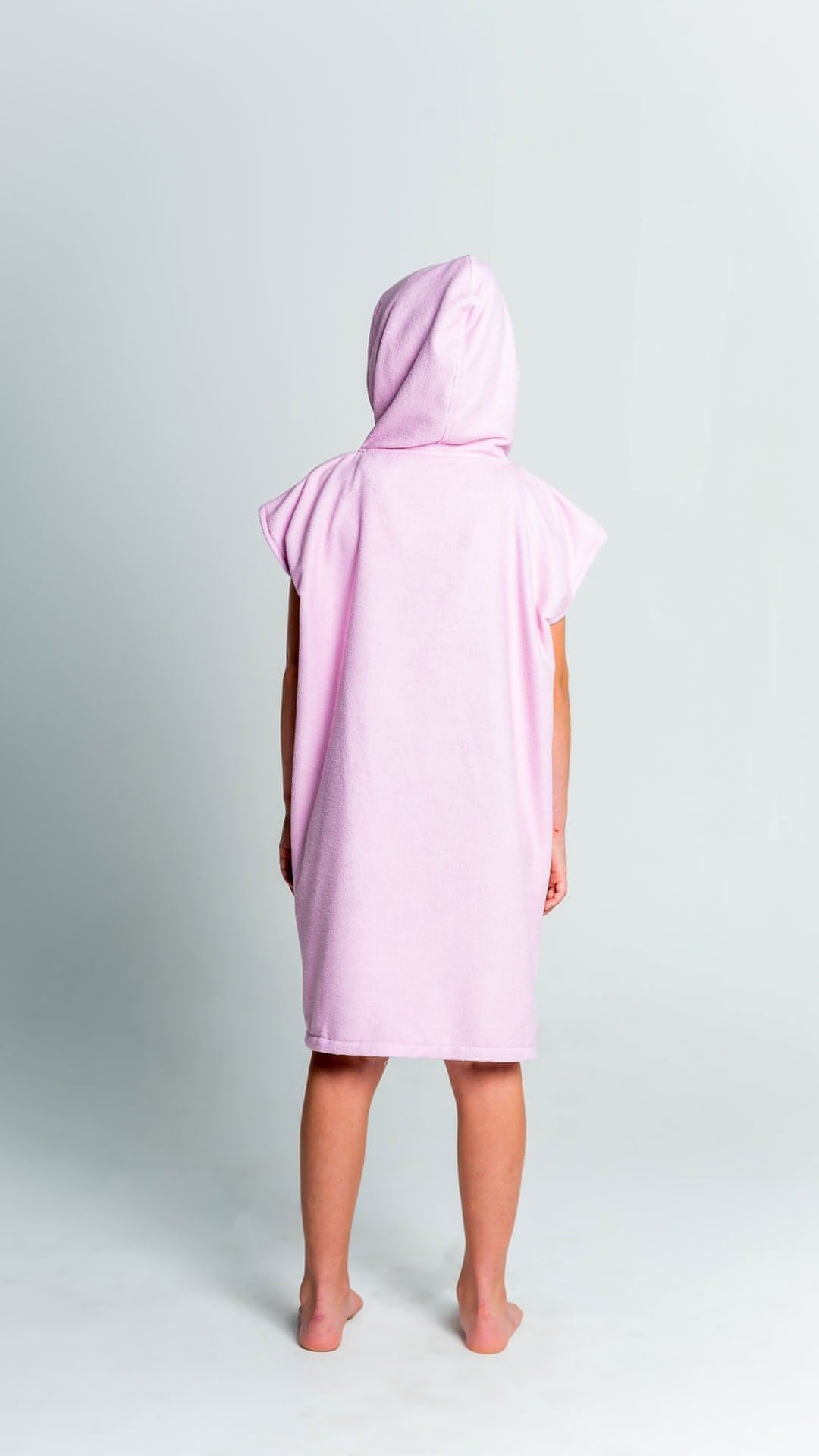 Hooded Towel Youth, Kids, Boys, Girls - Pink back with Hood on